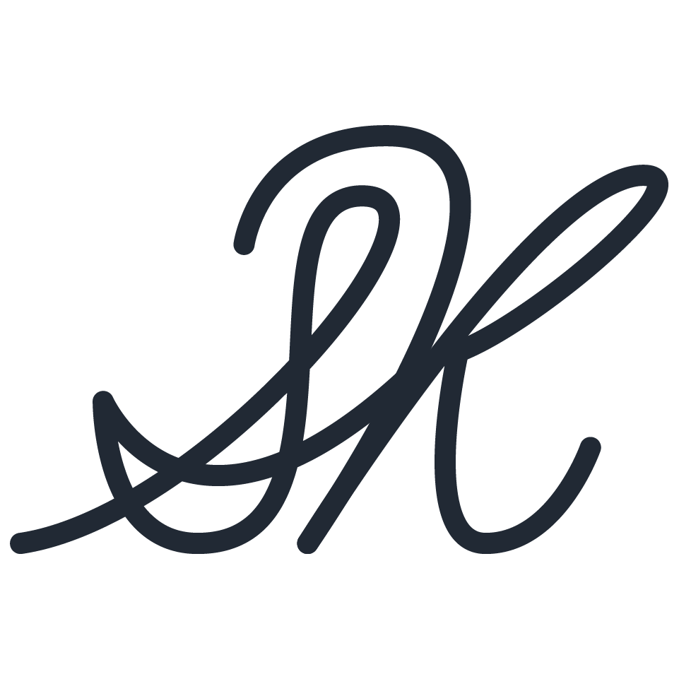 dark blue SK script logo