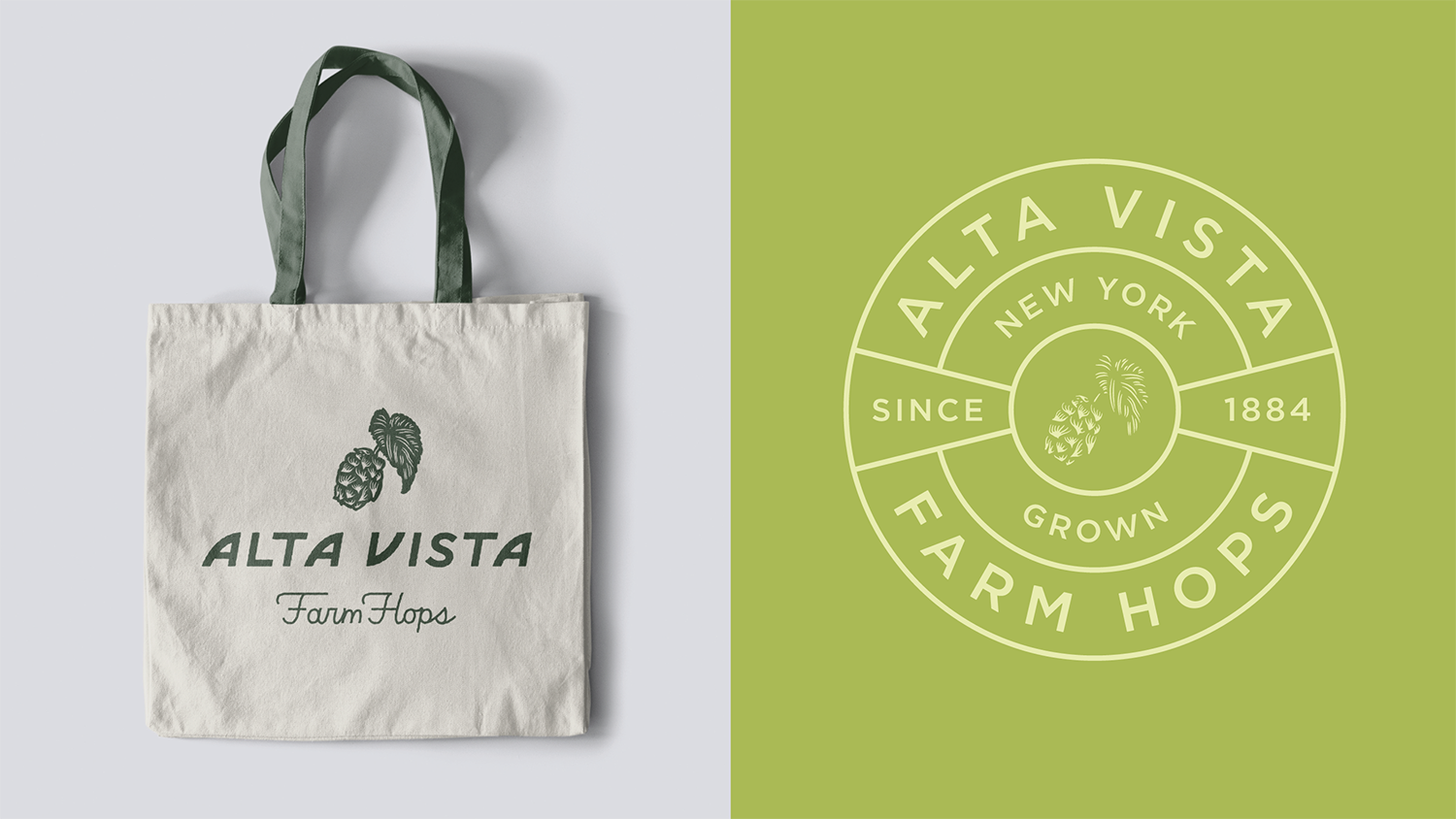 Alta Vista Farm Hops Logo tote bag mockup
