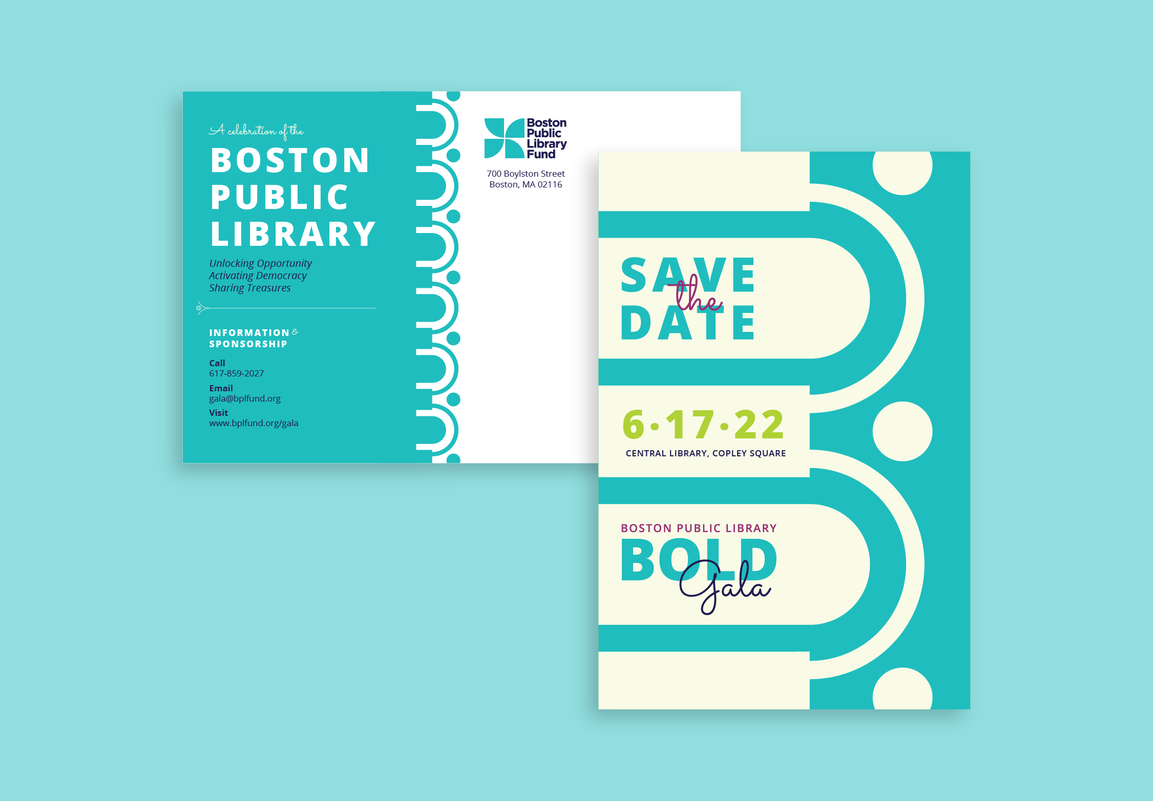 Boston Public Library Bold Gala Save the Date postcard