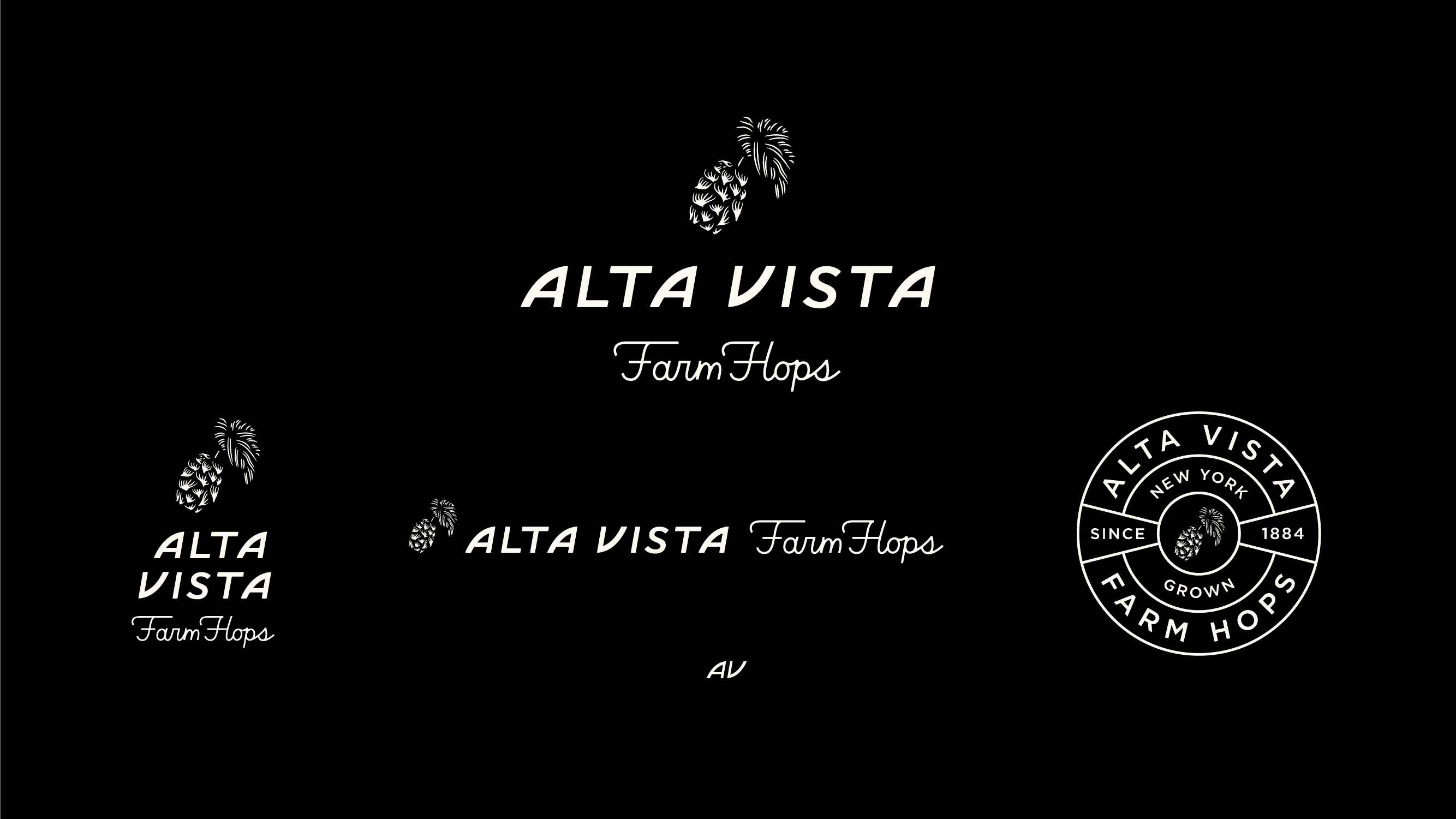 Alta Vista Farm Hops logo system