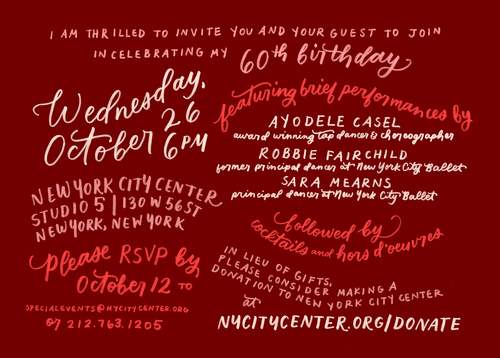 Calligraphed 60th birthday invitations